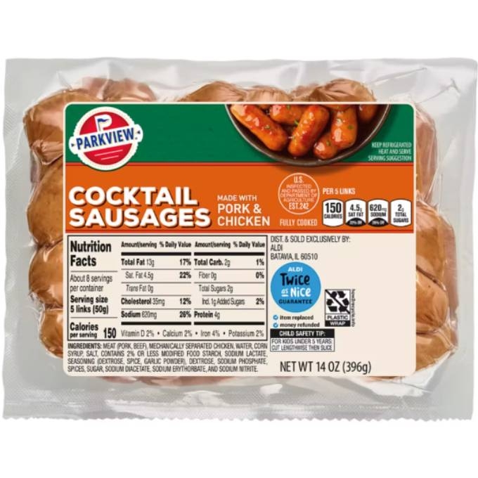 pack of parkview cocktail sausages from aldi