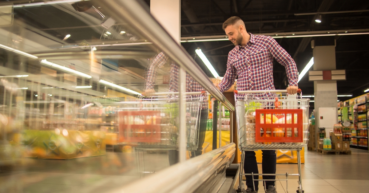 choosing groceries in supermarket