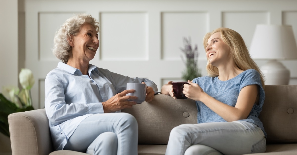 mother and daughter talking at home