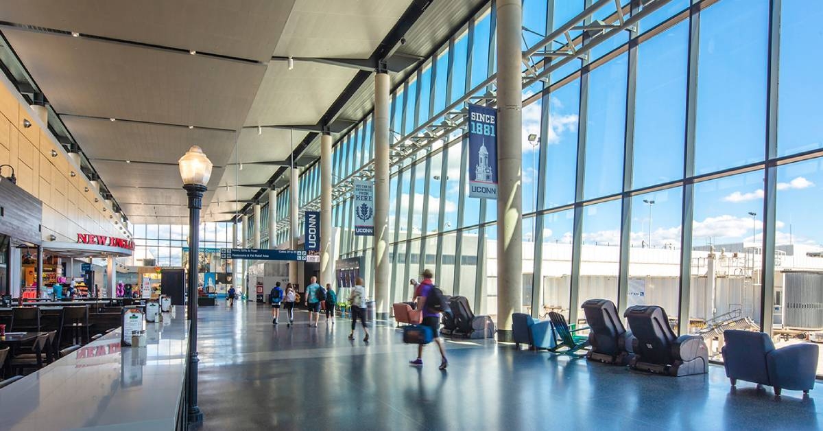 passengers walking inside bradley international airport in hartford, connecticut