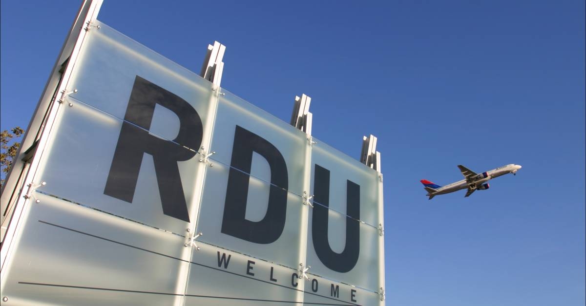 rdu welcome sign at Raleigh-Durham International Airport