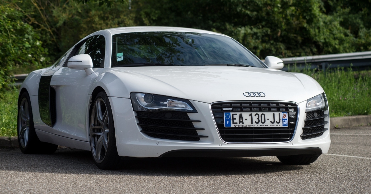 white audi r8 coupe car