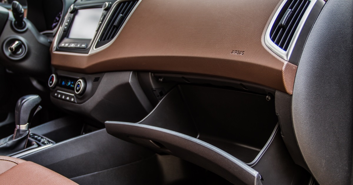 open car glove box compartment