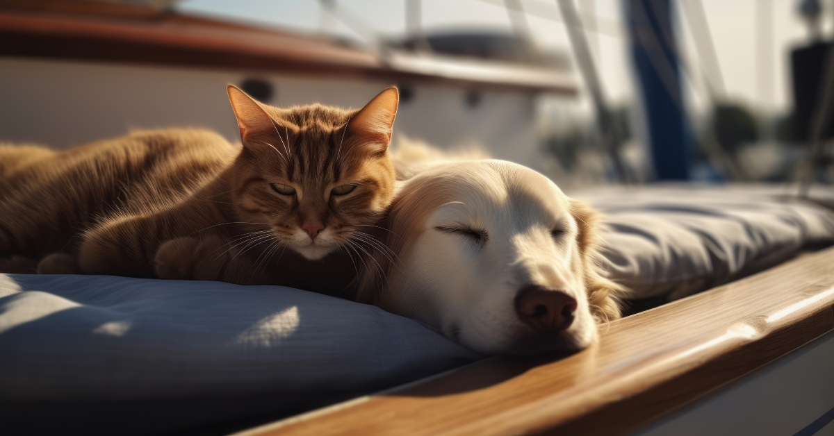cat and a dog sleeping