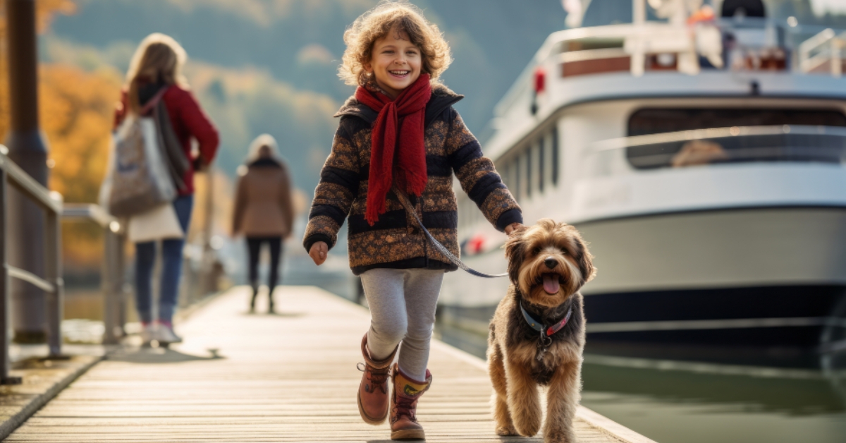 female walking with a dog