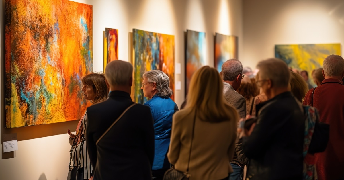 group of people at art gallery