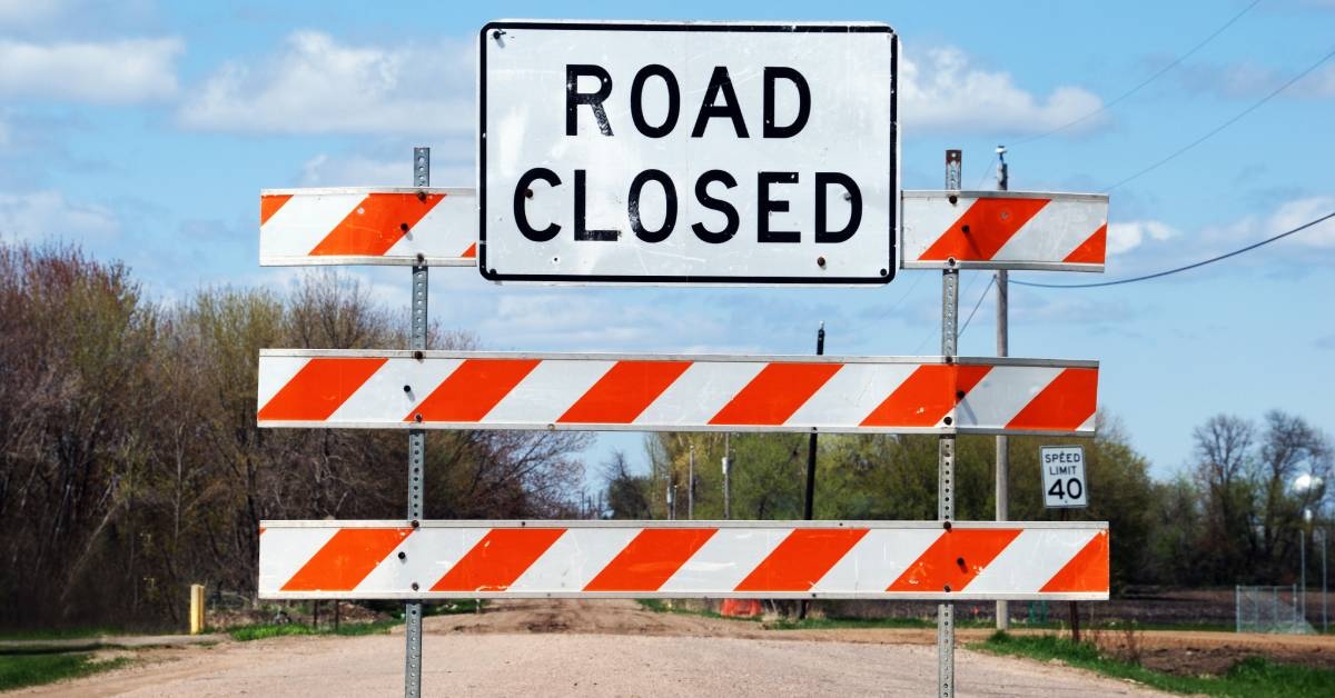 road closed barrier on street