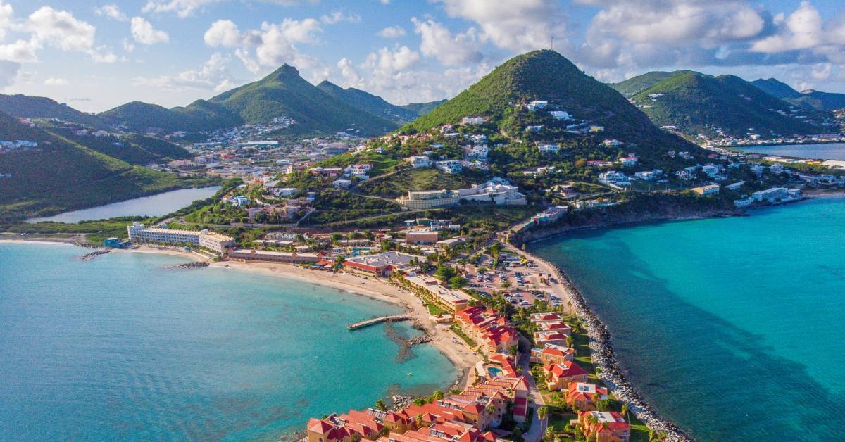 panoramic view of Saint Martin caribbean island