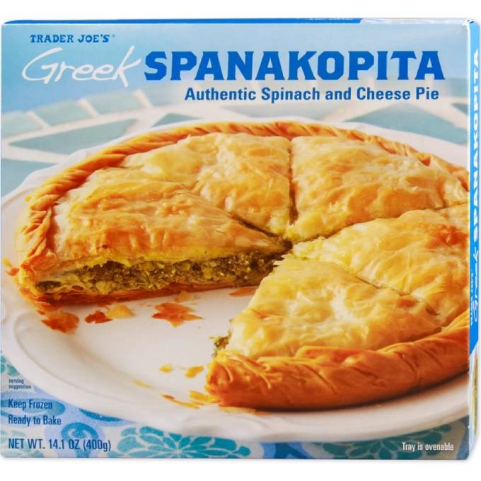 box of Greek spanakopita from trader joe's
