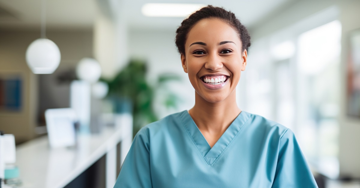 african american female dental hygienist posing