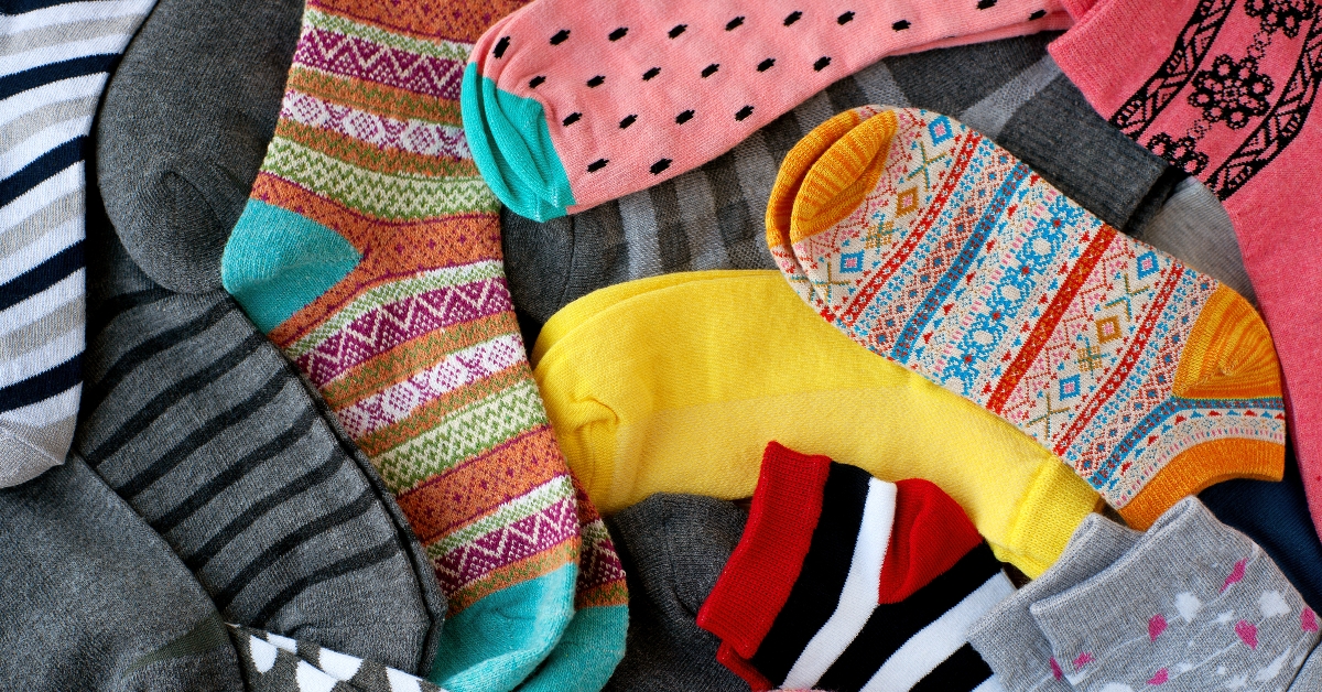  pile of multi colored socks