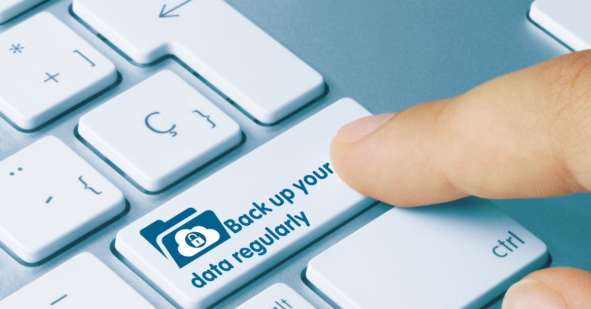 inscription on blue keyboard key