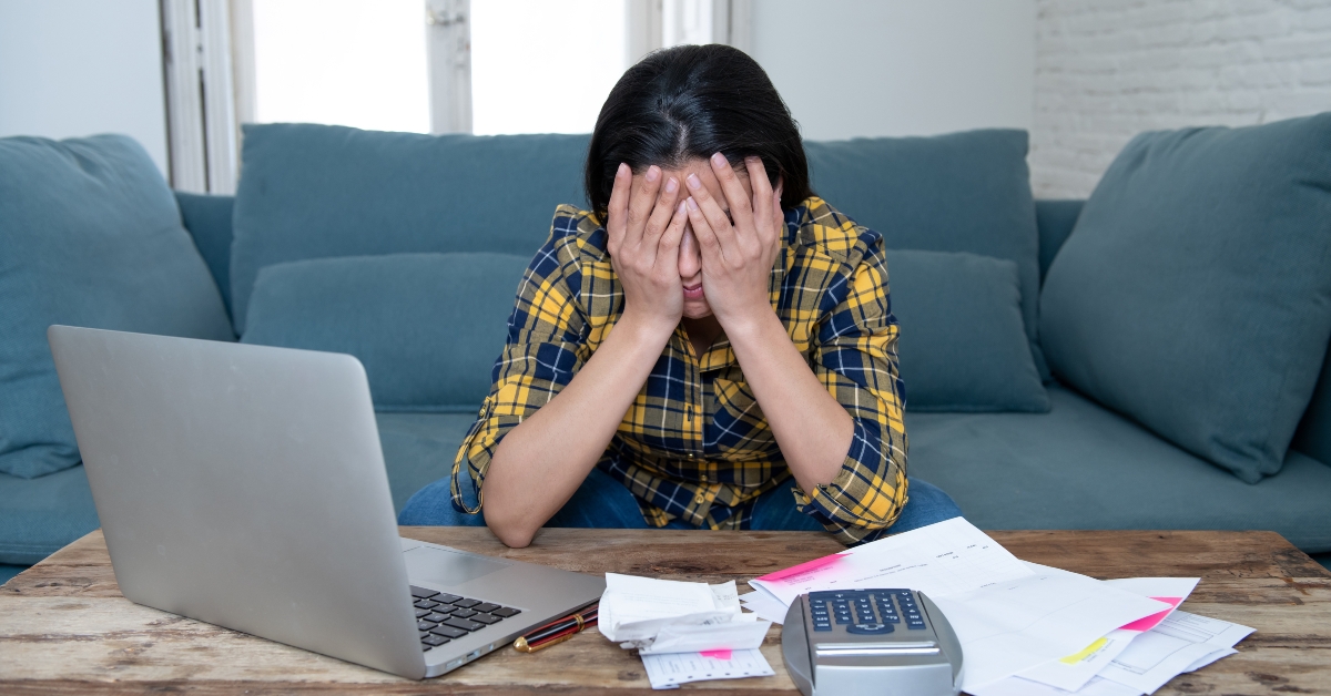 stressed woman managing finances