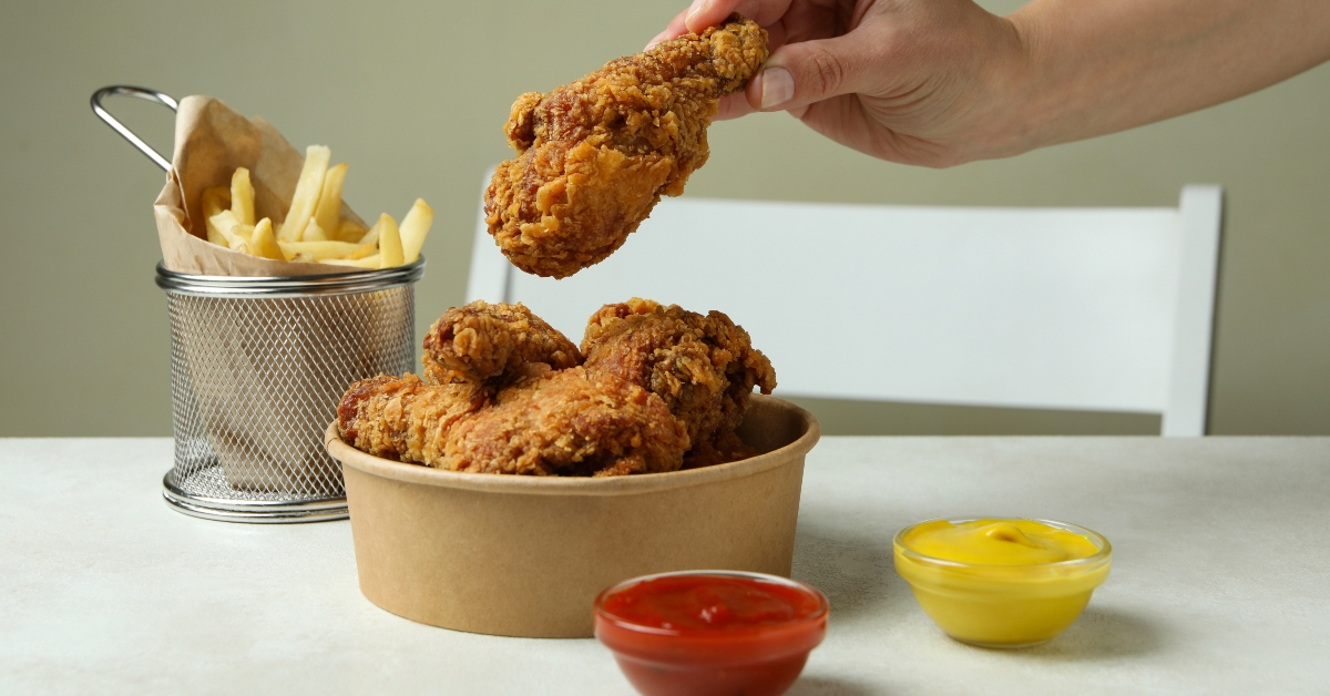 chicken on white textured table