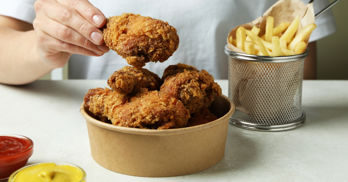 chicken on white textured table