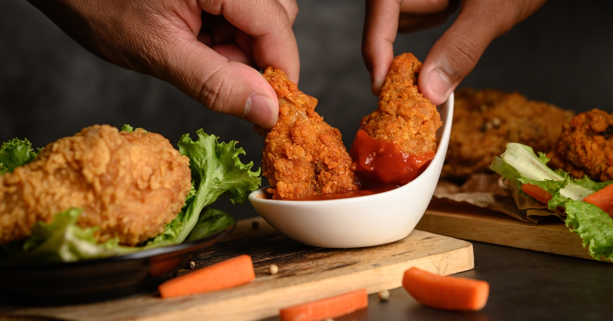 crispy fried chicken dipped in