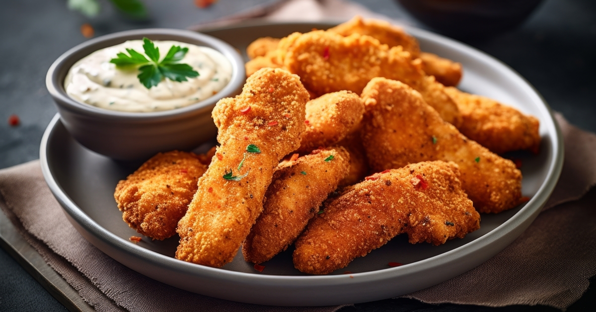 filled with succulent chicken strips