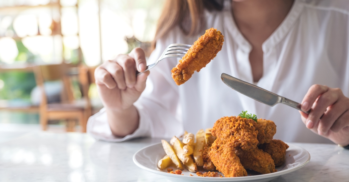 french fries and fried chicken