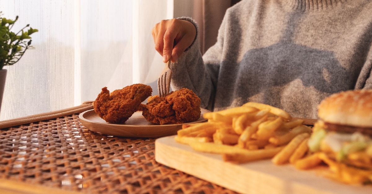 image of a woman eating