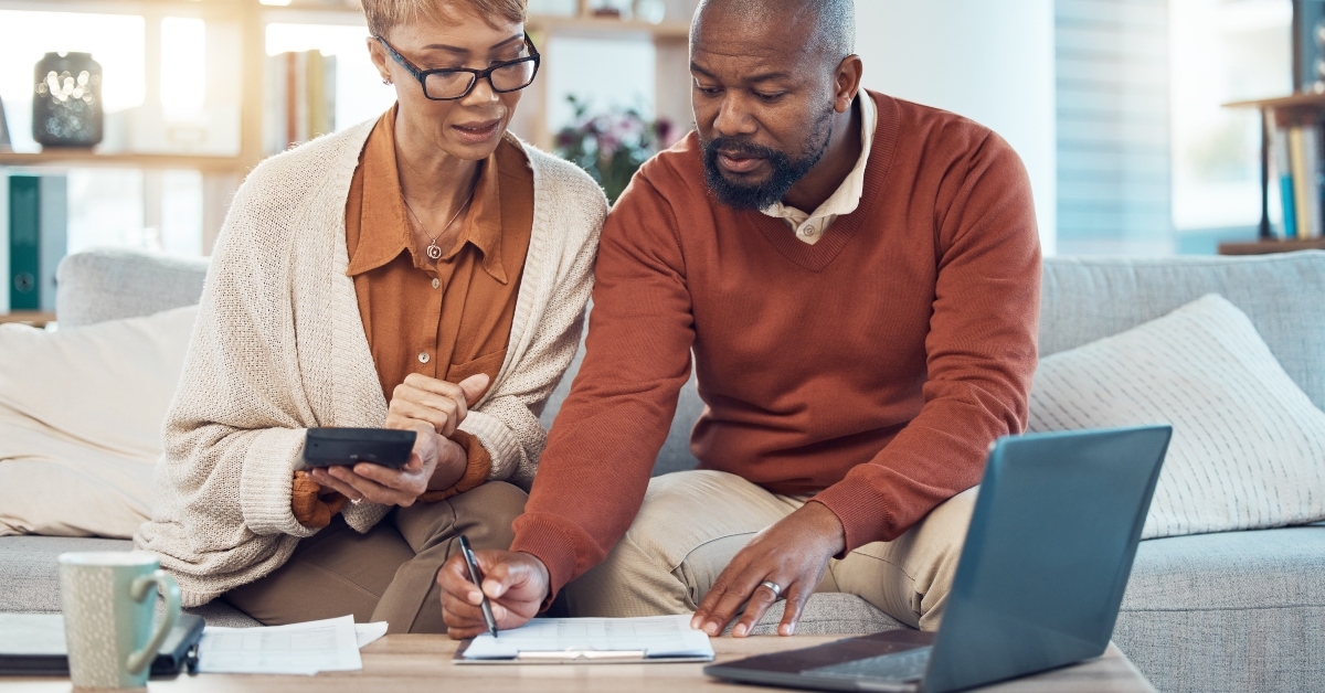 woman and man review accounting