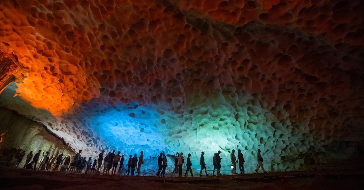 highlighted cave in Vietnam