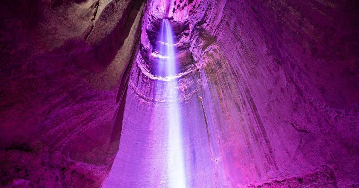 ruby falls waterfall in cave