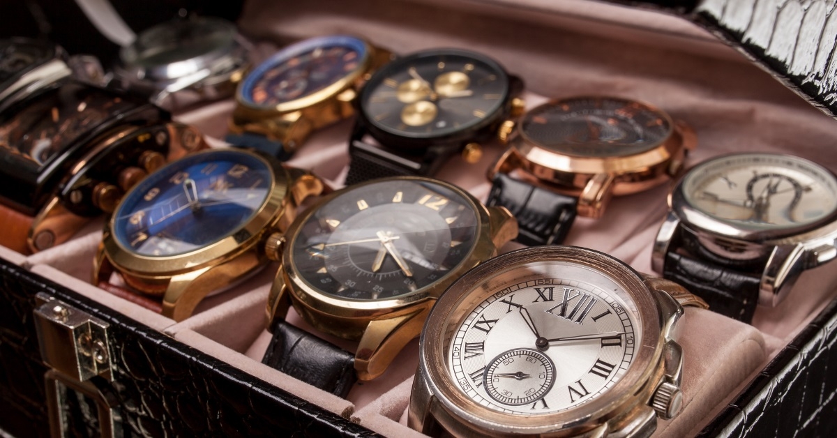 wrist watches in stylish box