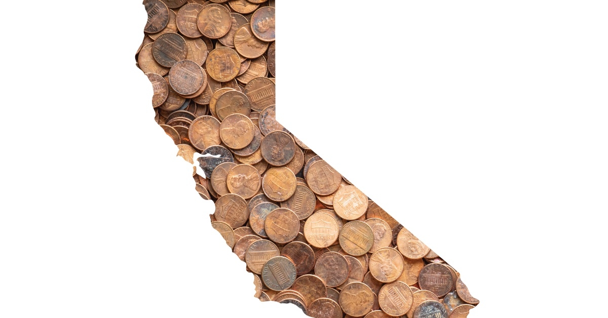pennies pile making california state map