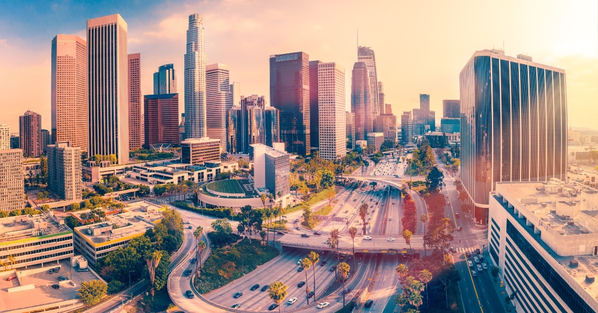 sunrise in los angeles city