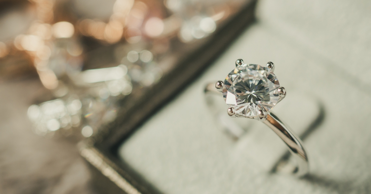 luxury diamond engagement ring in jewelry box