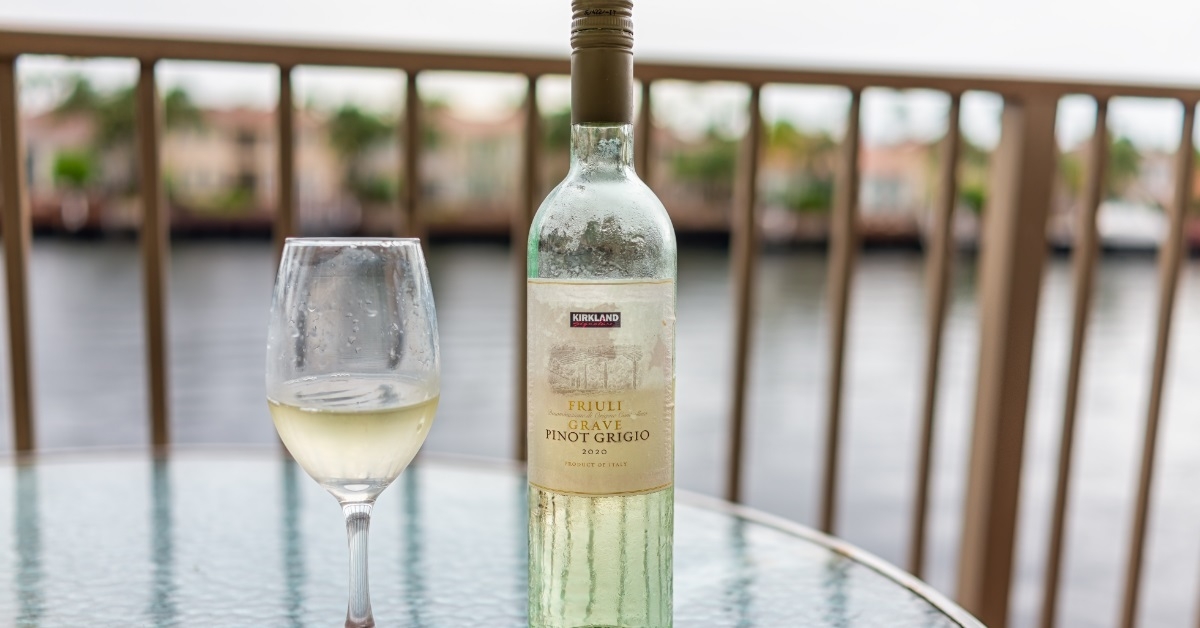 wine pinot grigio with wine glass