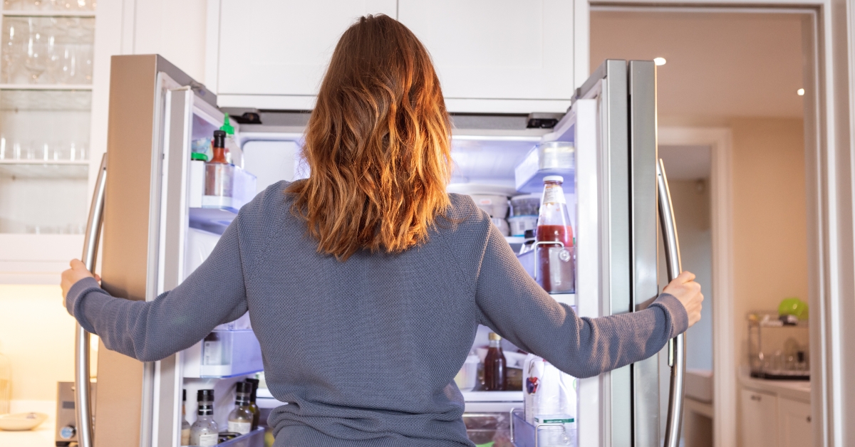 opening the fridge at home