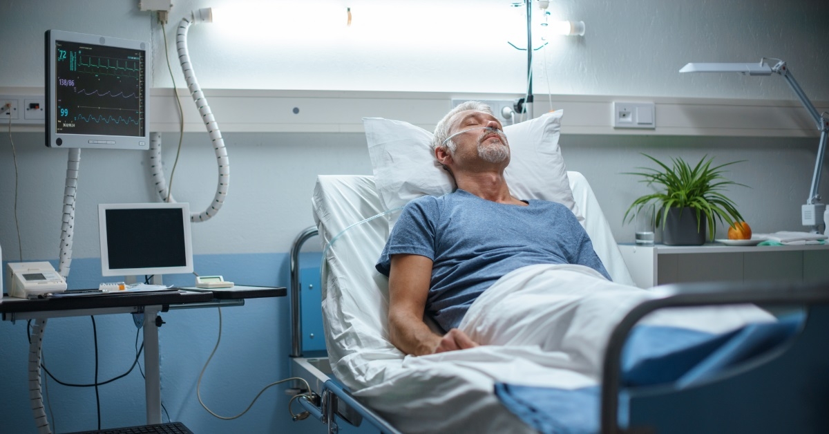 senior patient resting in geriatrics ward