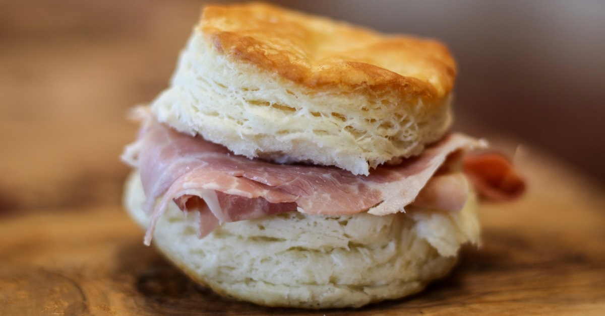 homemade buttermilk biscuit with country ham