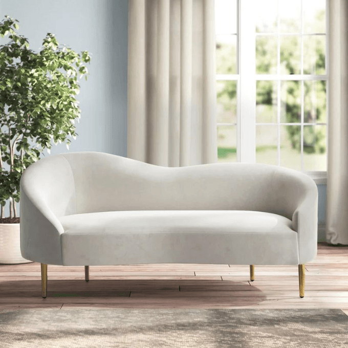 velvet curved loveseat
