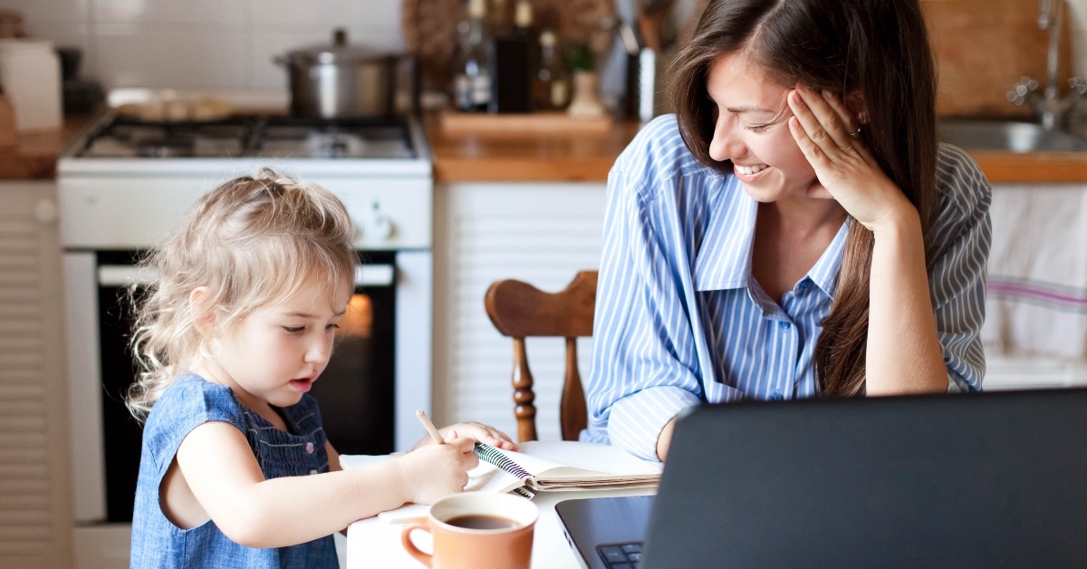 work from home office with kid