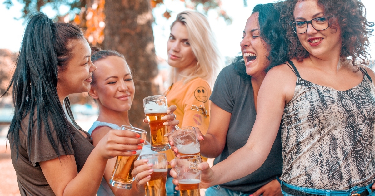 female friends drinking beer