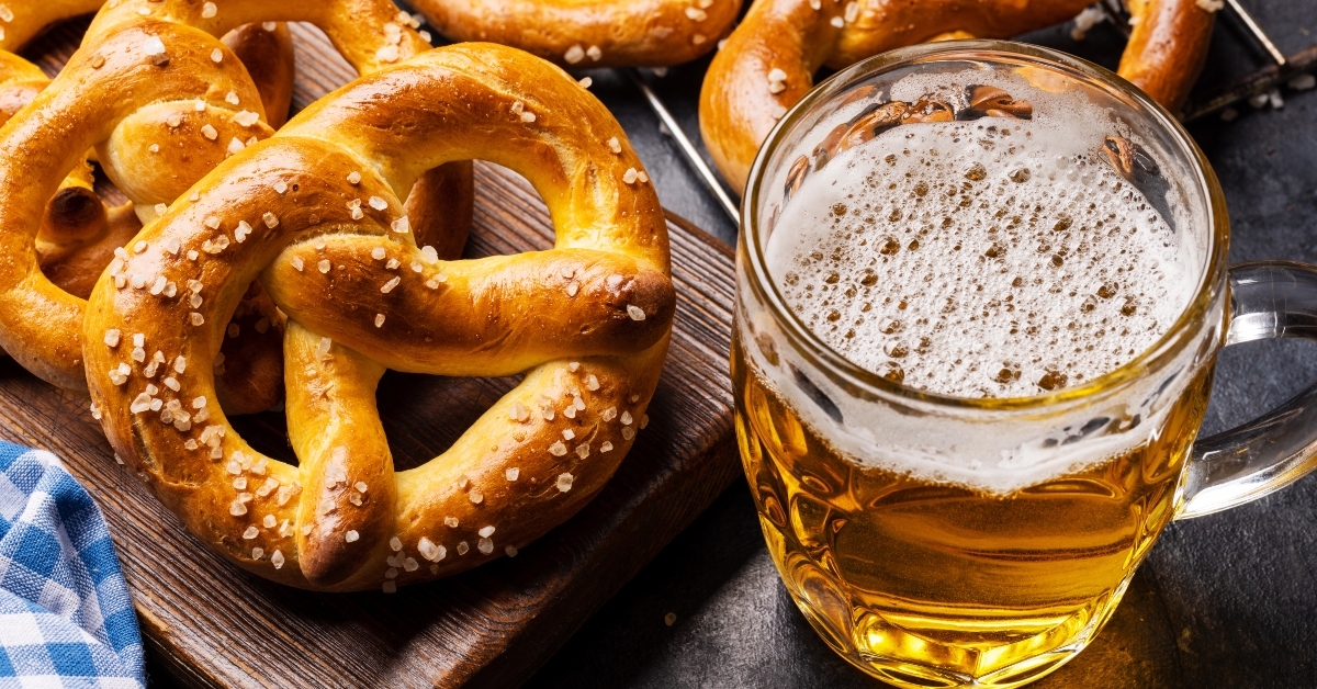 homemade pretzels and beer