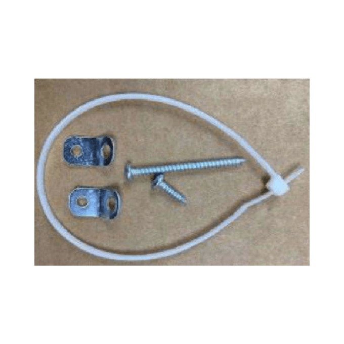 Two screws and a white plastic knot