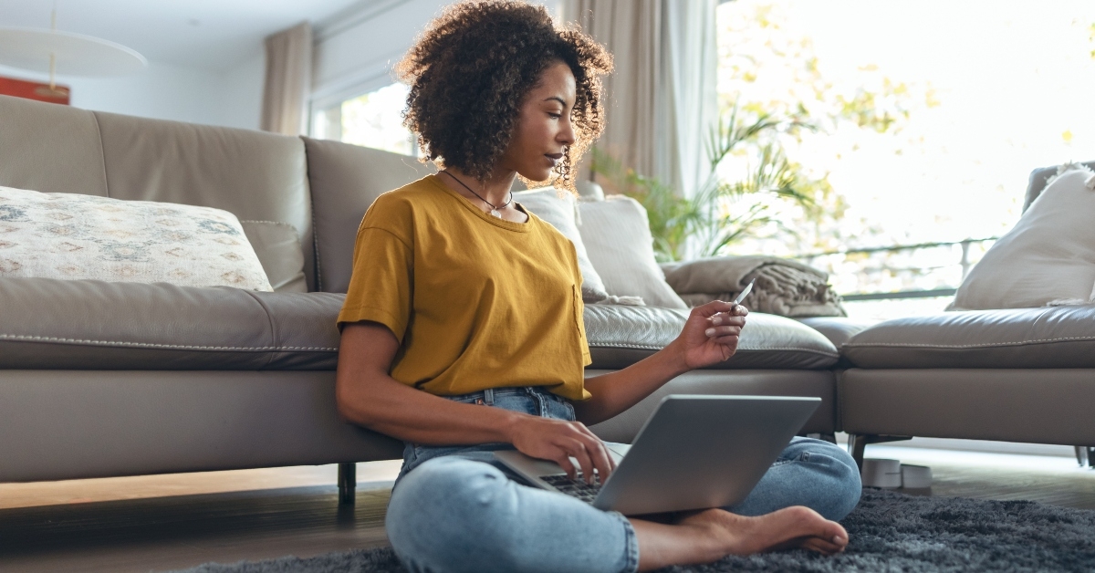 woman paying something online
