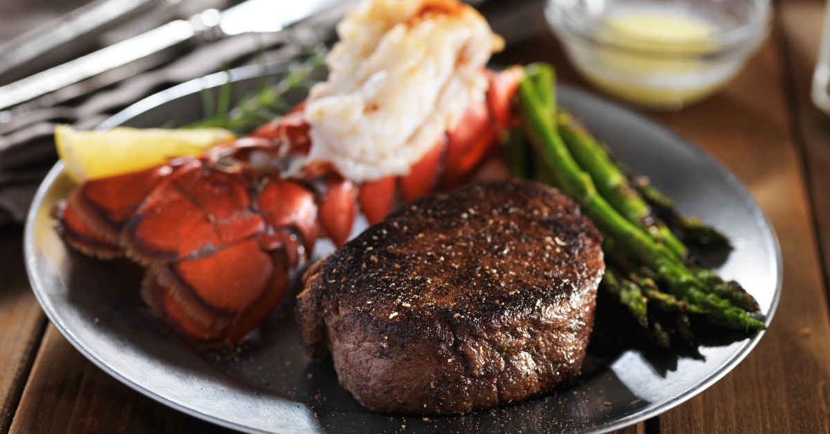 steak and lobster with asparagus