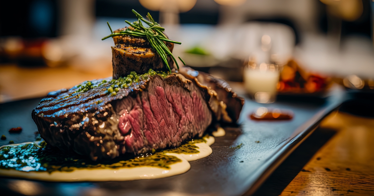 tasty steak in a restaurant