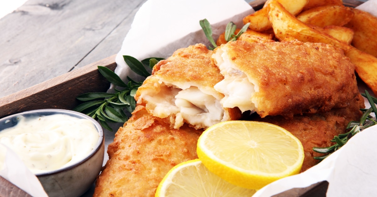 british fish and chips with lemon