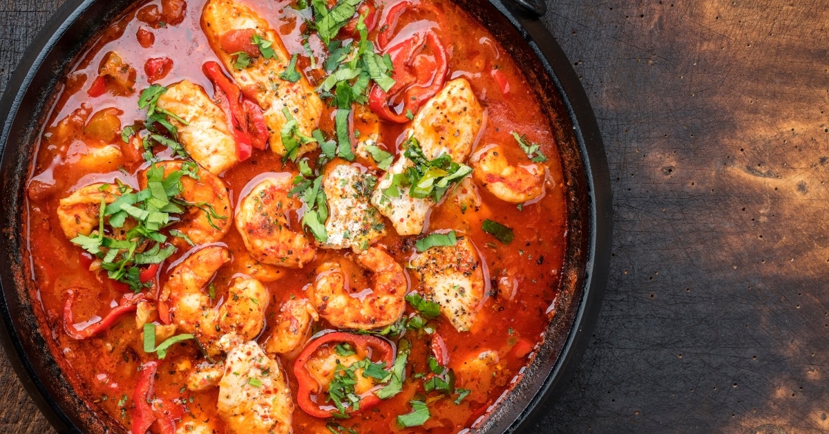creole cajun court bouillon with seafood