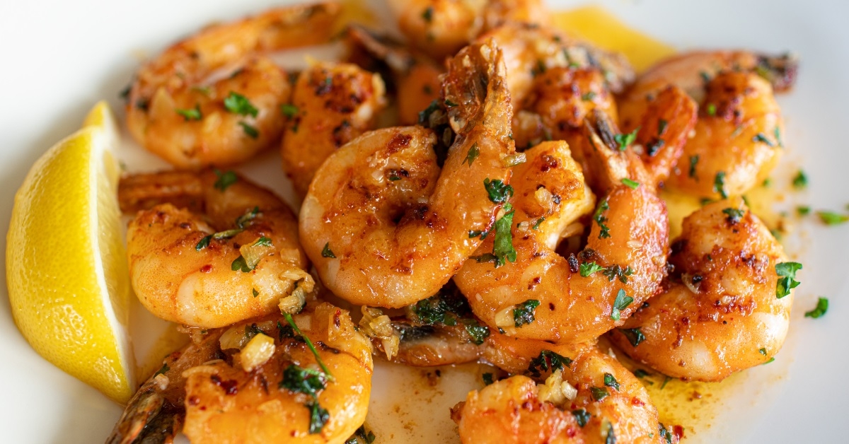 fried shrimp with garlic butter lemon