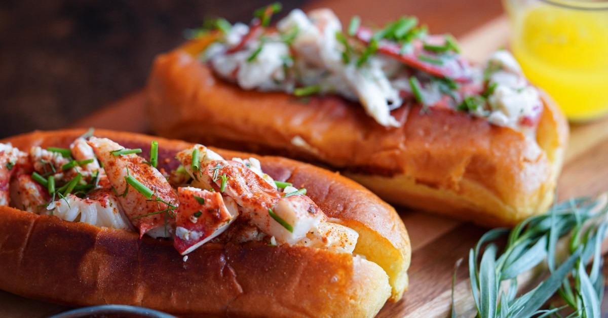 lobster rolls on wooden board