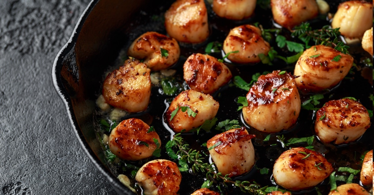 scallops seared in garlic and parsley