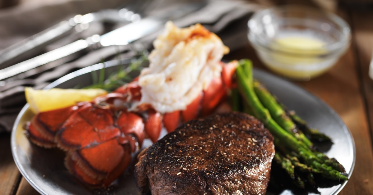 steak and lobster with asparagus
