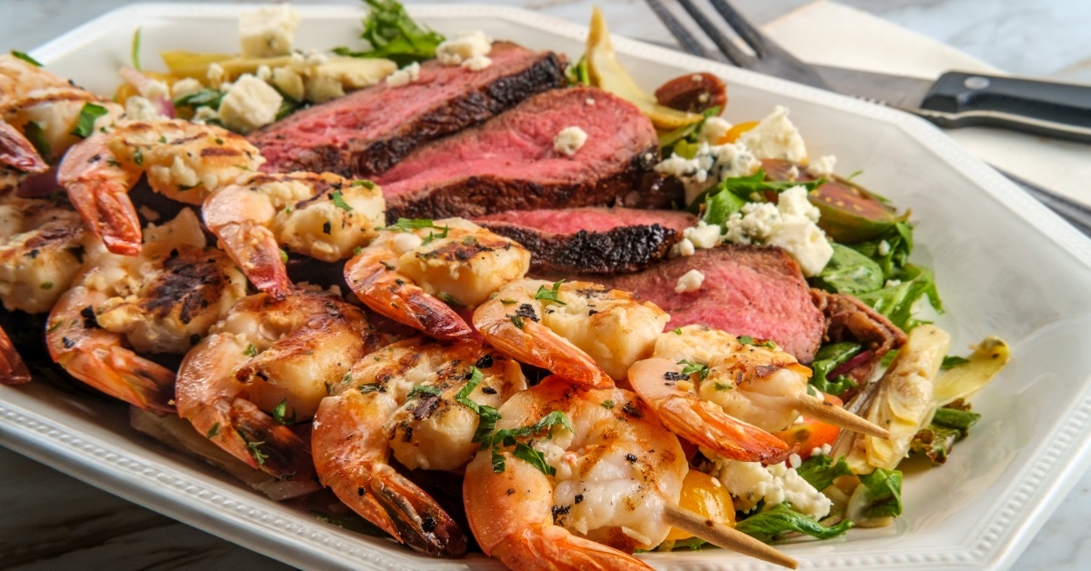 surf and turf salad bowl