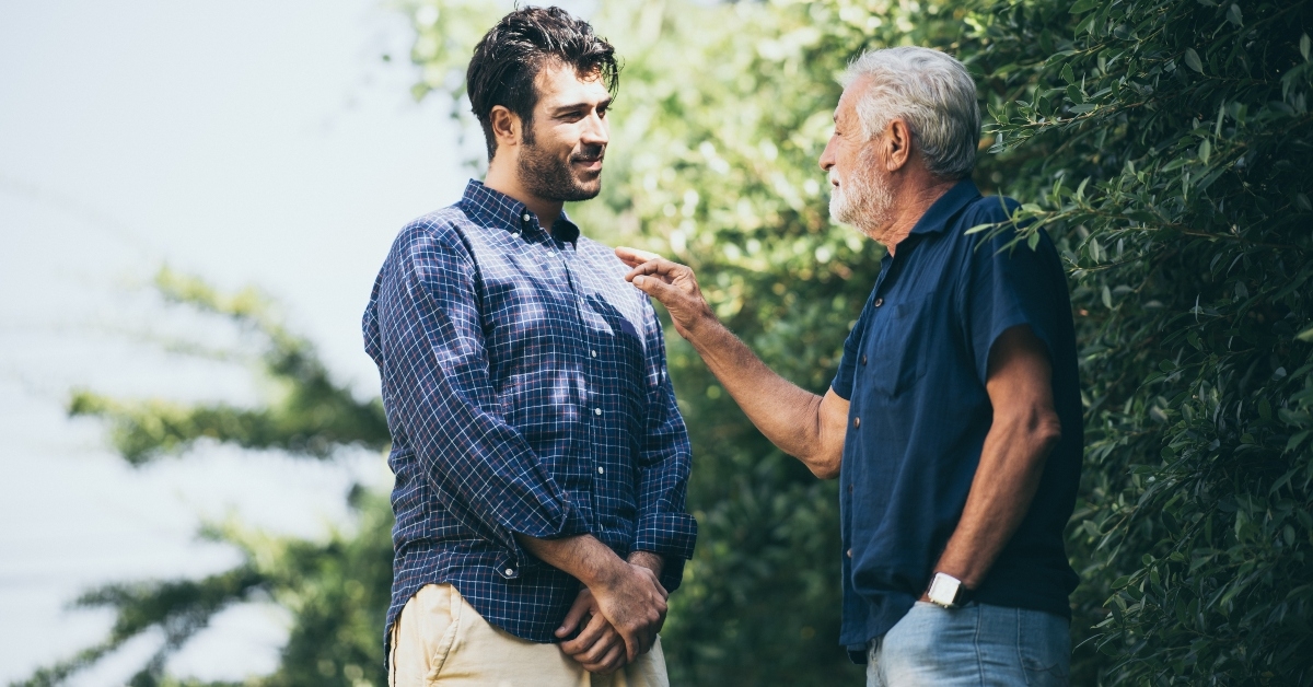 father and son in the-garden
